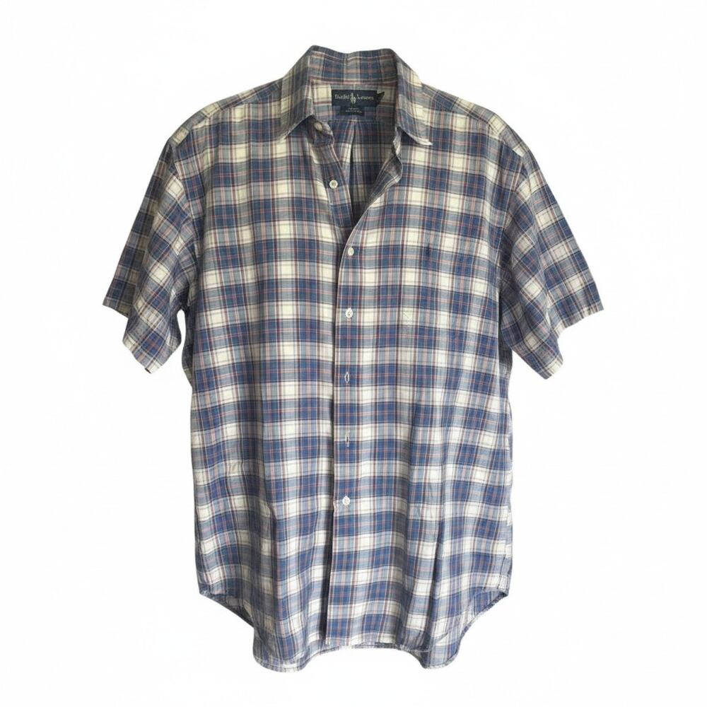 Ralph Lauren Plaid Shirt L 100% Cotton Classic Preppy Casual